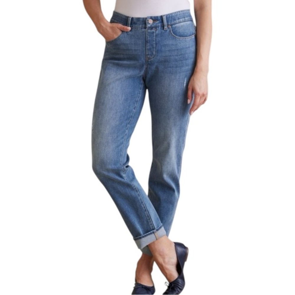 Soft Surroundings Relaxed Straight Jeans size Small in Medium Wash